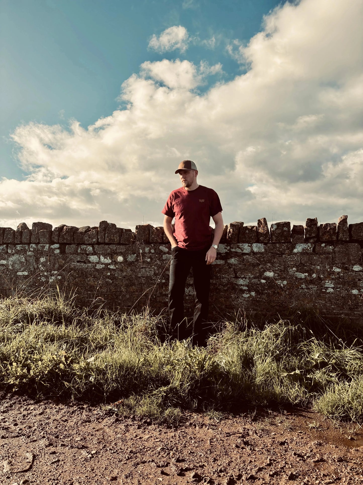 WanderWest Rusted Ranch Tee – Burgundy - WanderWest